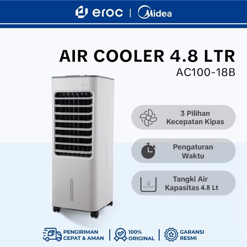 MIDEA Air Cooler - Kapasitas 4.8 Liter - 3 pilihan kecepatan kipas  - Model AC100-18B