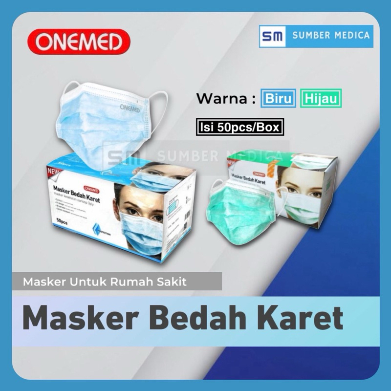 Jual OneMed Masker Beda Karet Earloop isi 50pcs/Box | Shopee Indonesia