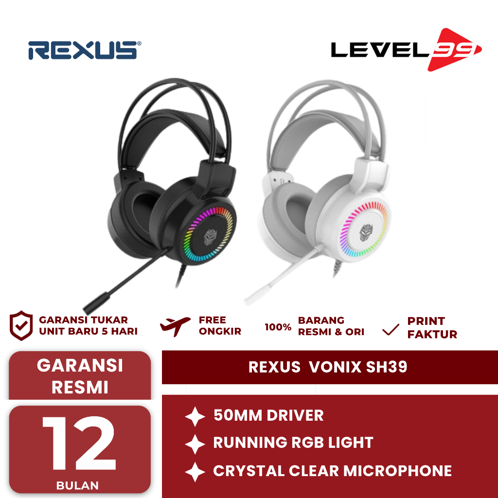 Jual Rexus Headset Gaming Vonix Sh39 Free Splitter | Shopee Indonesia
