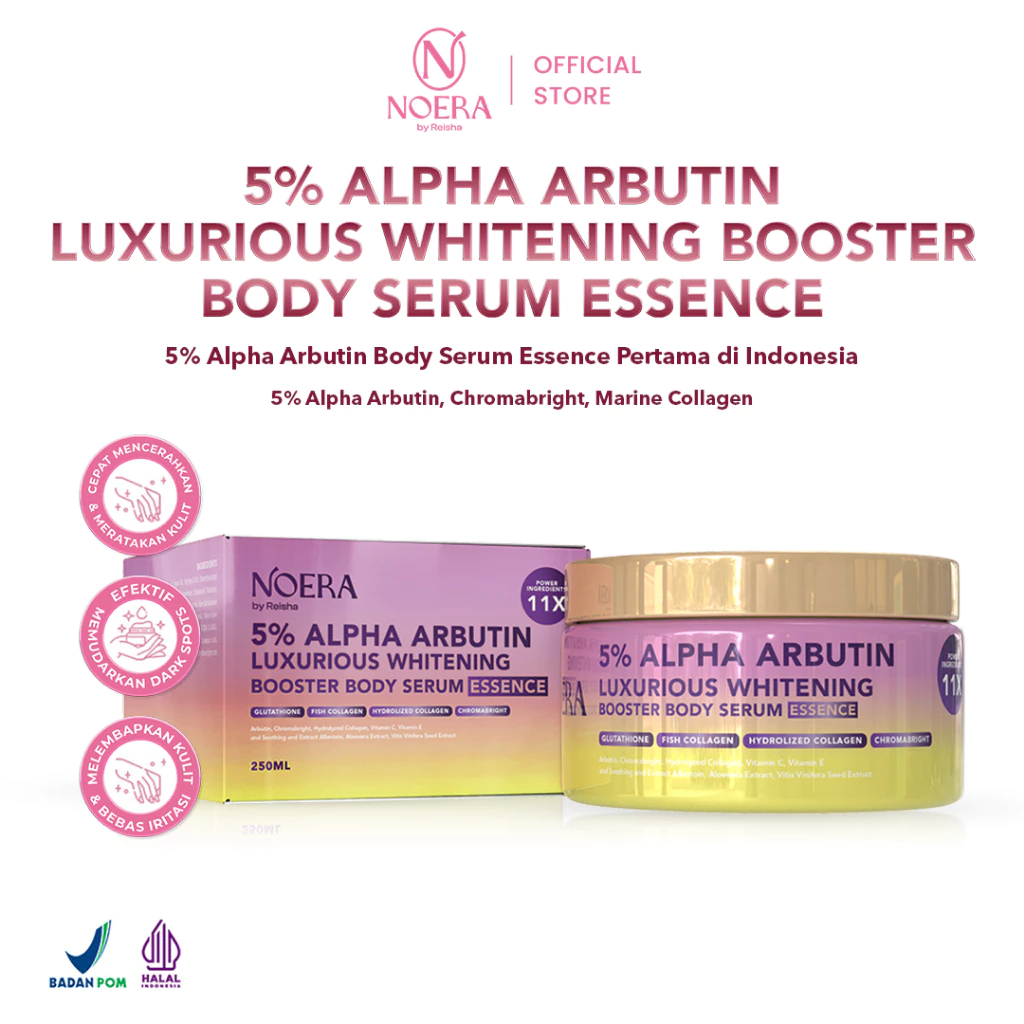 Noera Paket Day & Night Whitening Booster | 5% ALPHA ARBUTIN Luxurious Whitening Booster Body Serum Essence + Body Skin Booster Daily & Night - foto 1