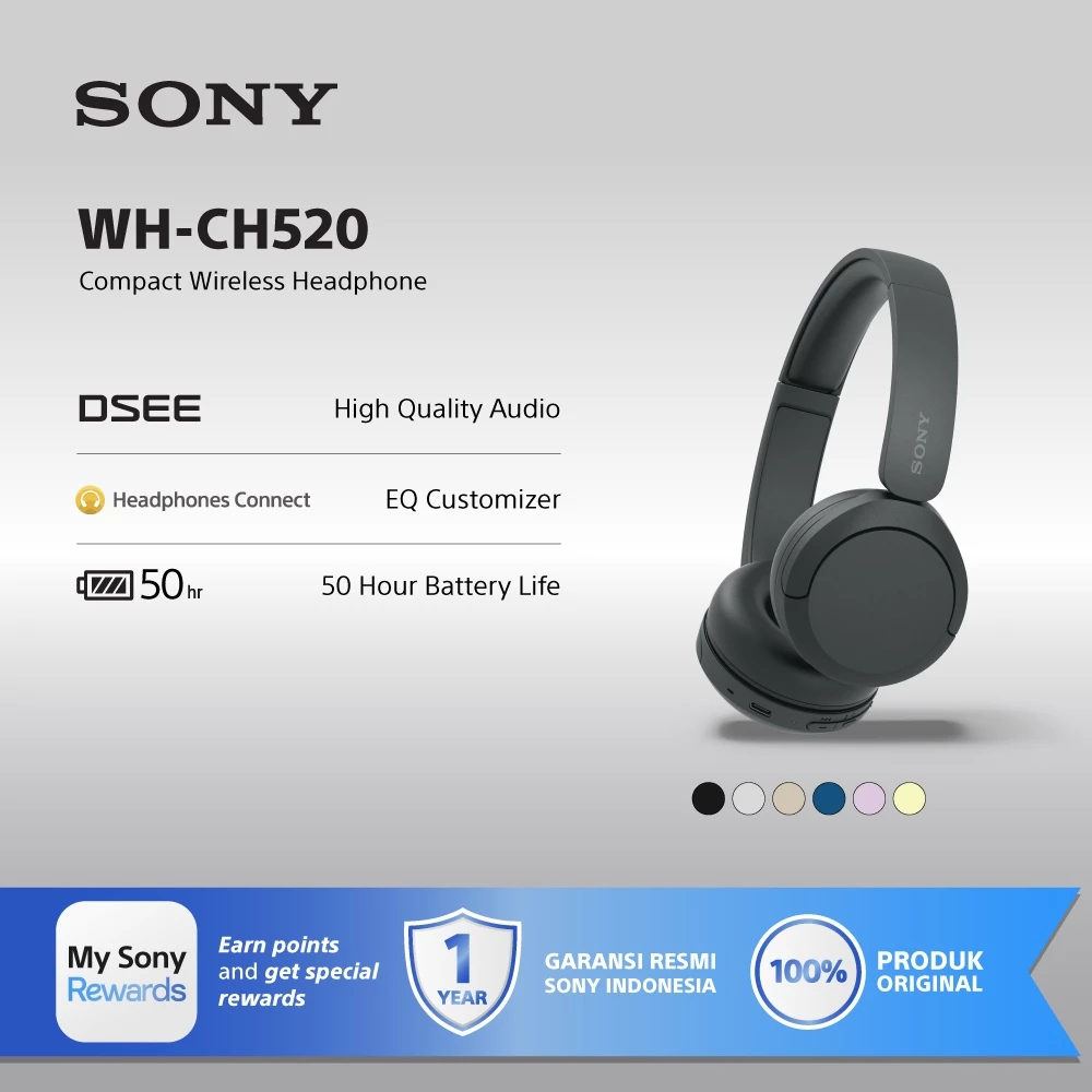 SONY WH-CH520 On Ear Wireless Headphone / CH520 / CH-520 - Black