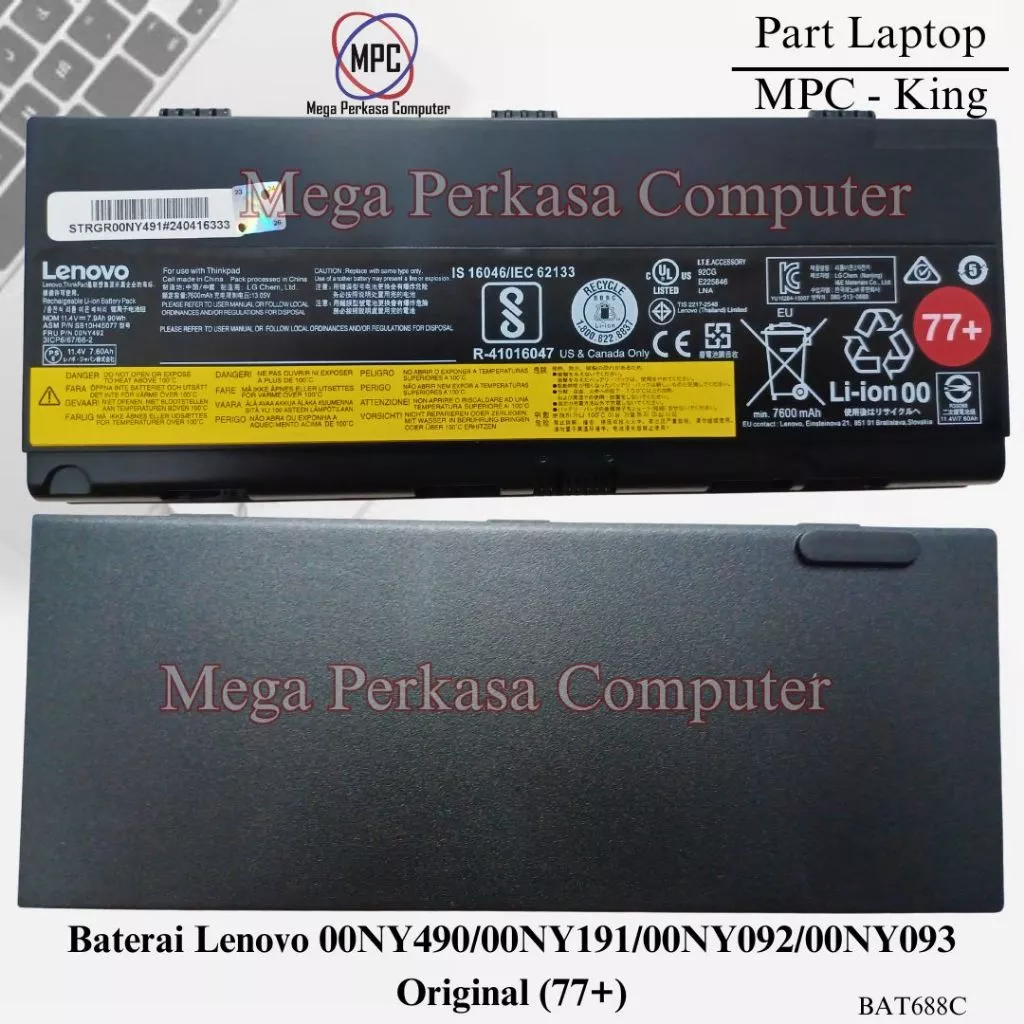 Baterai Lenovo ThinkPad P50 SB10H45077