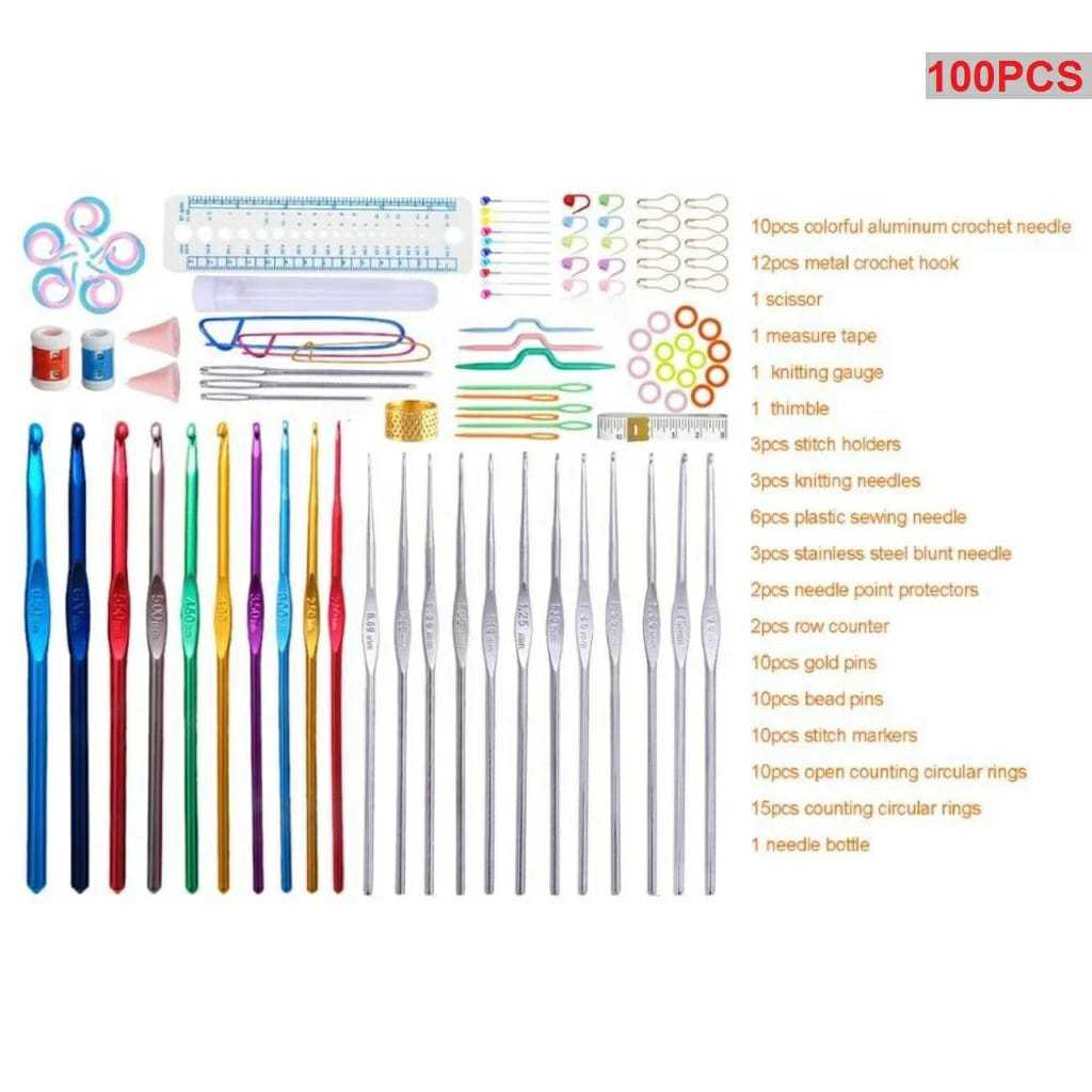 Jual Jarum Rajut Set 58pcs 100pcs Set Alat Rajut Set Hakpen Set ...