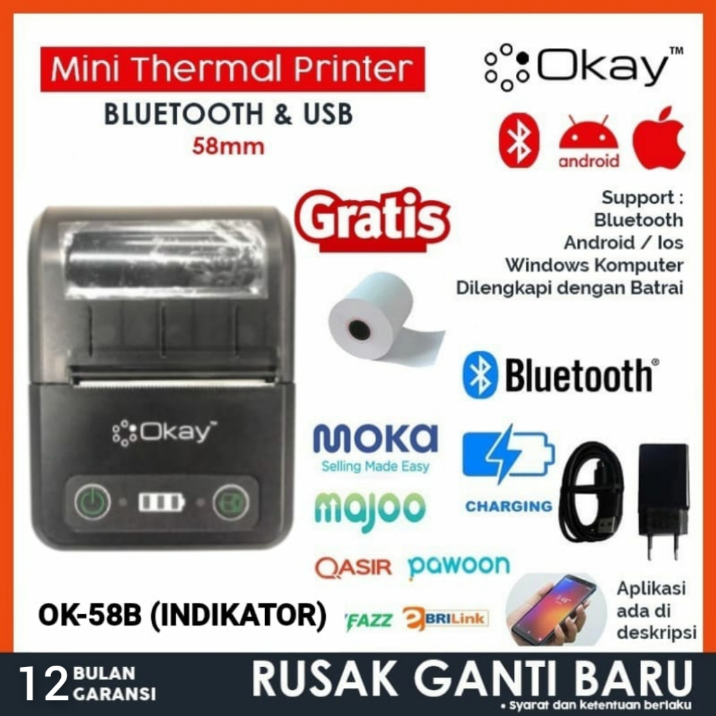Jual Dit Dt 58B Printer Termal Printer Bluetooth Portable Baterai Mini ...