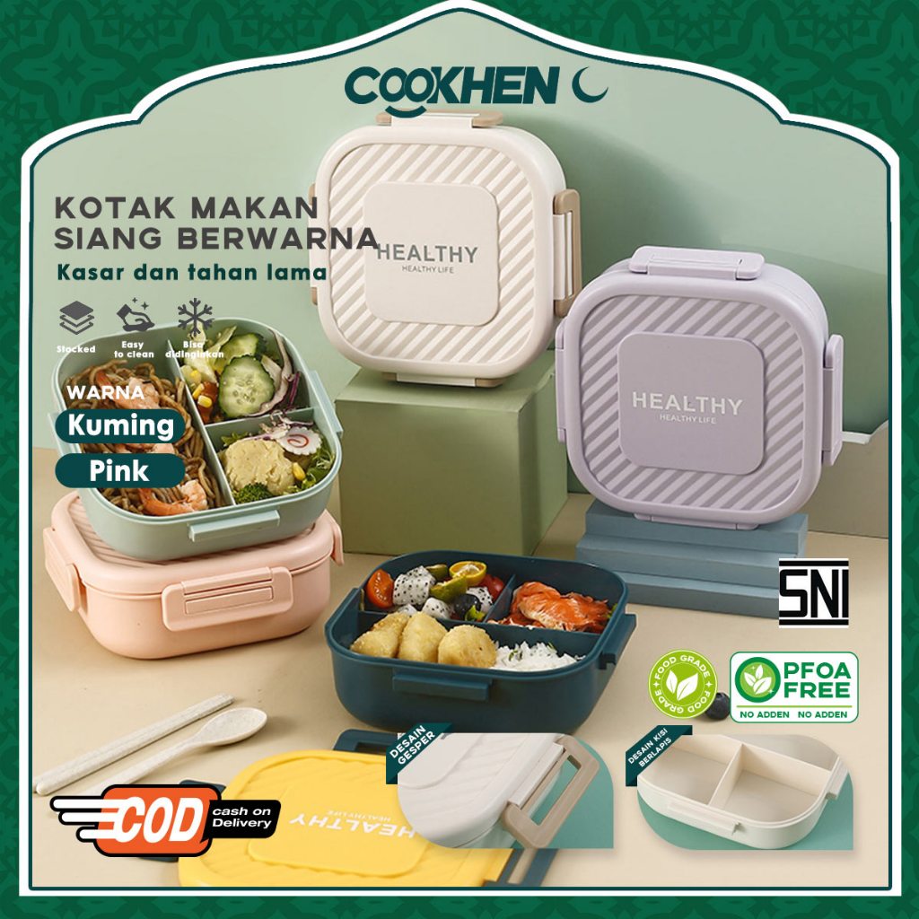 Jual Cookhen Lunch Box HEALTHY Sekat Lunch Box Kotak Makan Bekal Anti ...