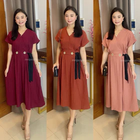 Meganshoping Gladys Dress Midi Casual Gaya Korea Fashion Wanita