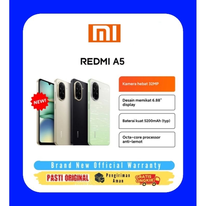 Xiaomi Redmi A5 6.71" HD+ 4GB/128GB 120Hz 5200mAh 32MP Dual Cámara Azul