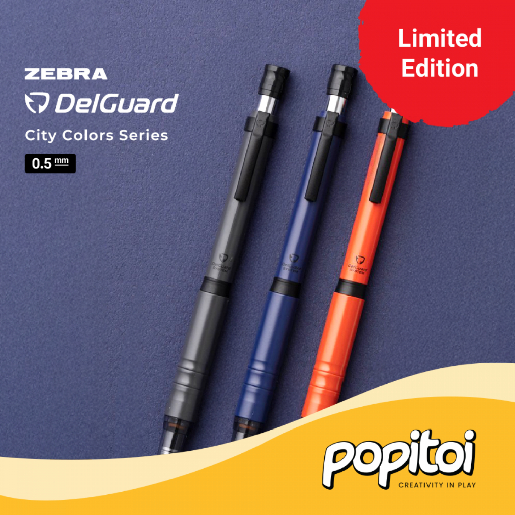 ZEBRA Delguard Type Lx 0.3 Juego De 4 Colores (negro, Azul, Rojo, Blanco) Y Minas De 0.3 HB, Estuche Delgado Negro Original De QULLITY