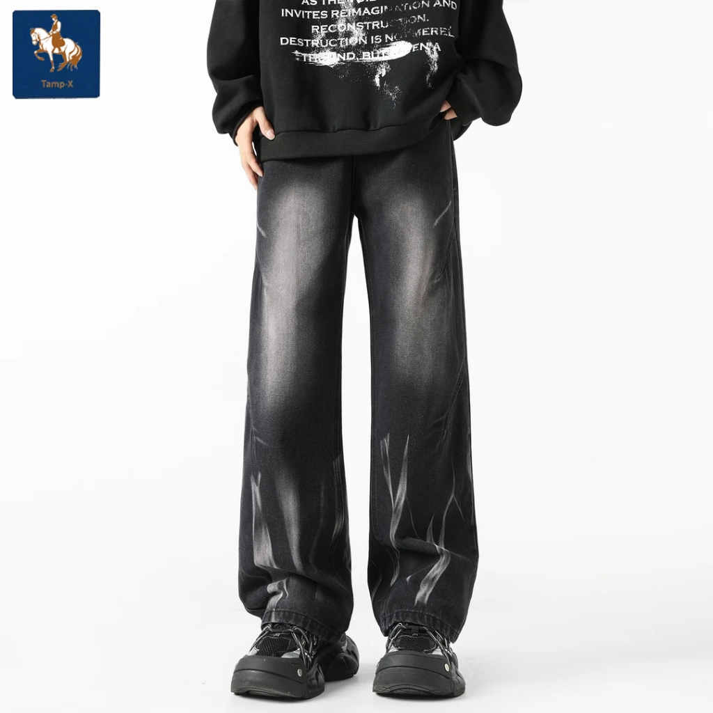 Jual Tamp-X Oversize Baggy Celana Jeans Pria Jeans Petir Skena Hitam ...