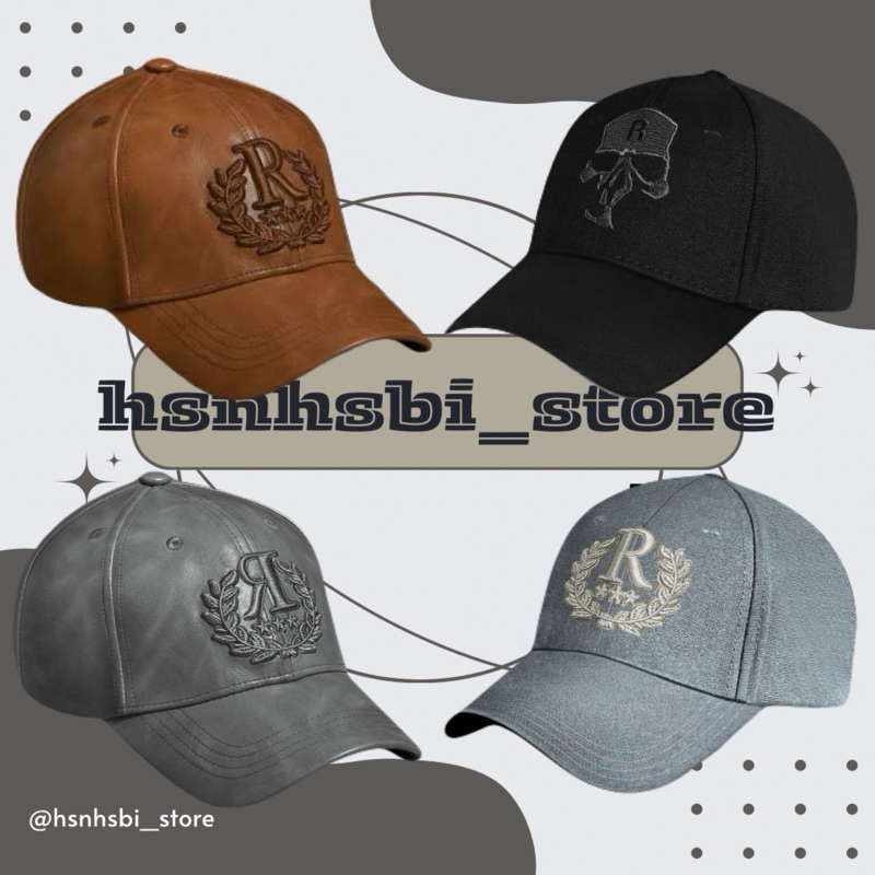 Jual rucas crown brown leather cap | initial skeleton cap | crown denim ...