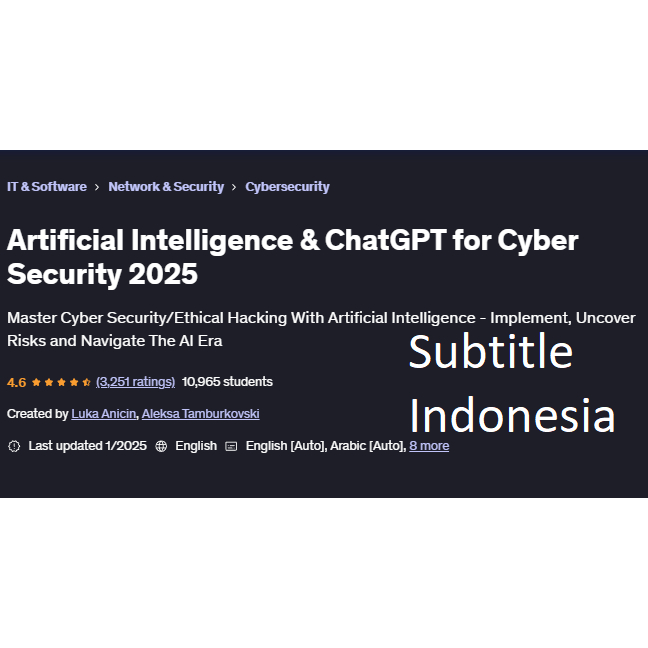Jual Course Artificial Intelligence & ChatGPT for Cyber Security 2025 ...