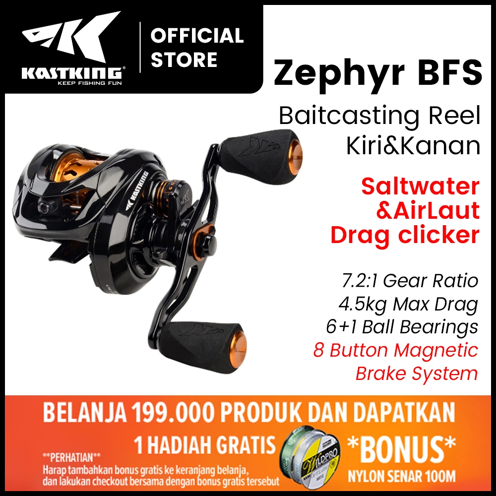 [OFFICIAL] KastKing Zephyr BFS Reel BC Baitasting Reel Pancing, Drag  Clicker, Air Laut Saltwater SW Reel BC Pancing Gulungan Bait Casting  Gear