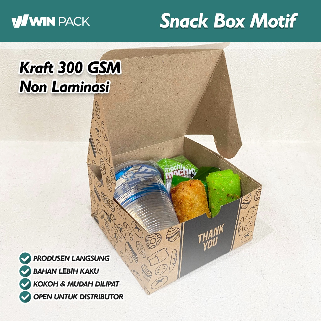 Jual (25 Pcs) Snack Box Dus Kraft Kue Snack | Motif Kekinian Tebal ...