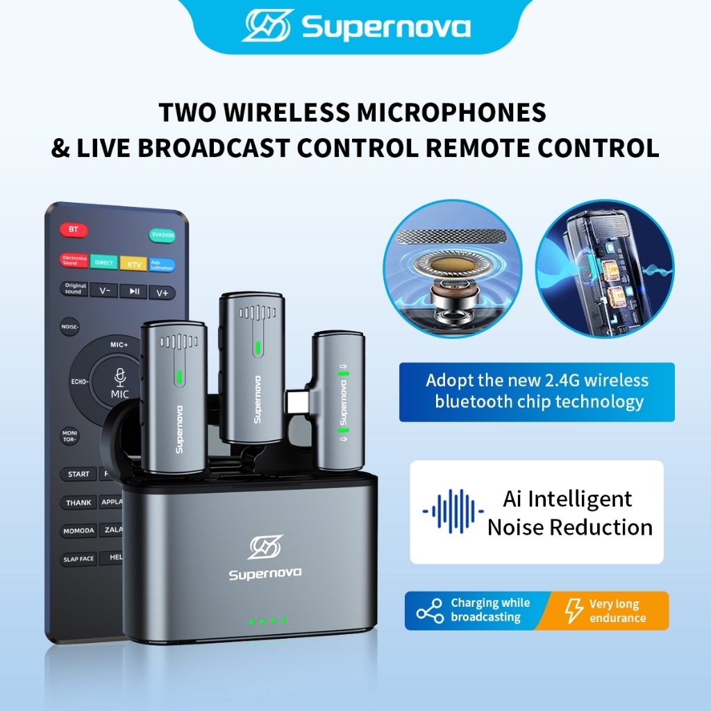 Jual Supernova Wireless Dual Lavalier Microphone Plug & Play Lapel Mic ...