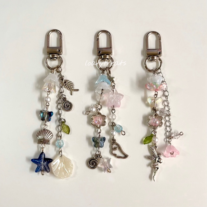 Jual (bisa req strap) beads keychain jellyfish fairy ribbon star cute ...