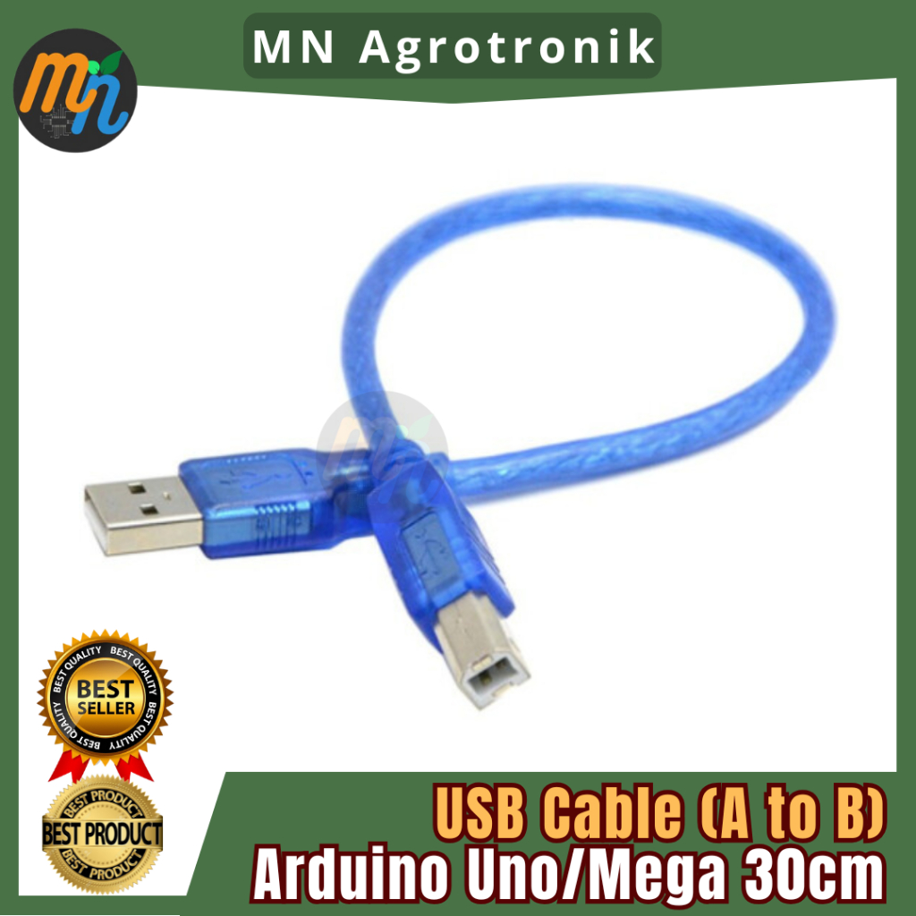 Jual Kabel data USB type A-B transparan 30cm untuk arduino Uno-Mega ...