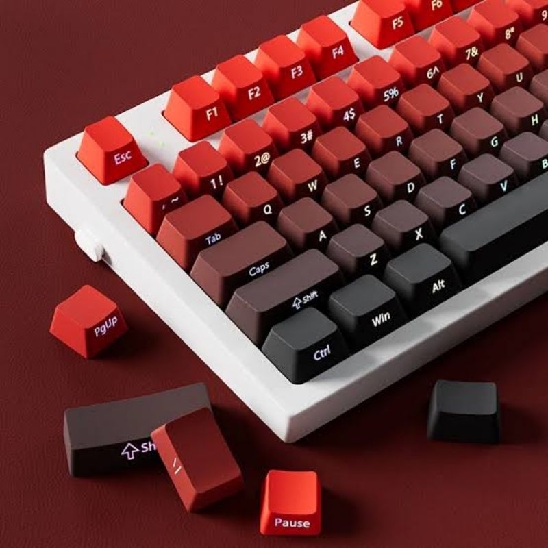 Jual Keycaps PBT Double Shot Gradient Side Print Tembus (Lucky Red ...
