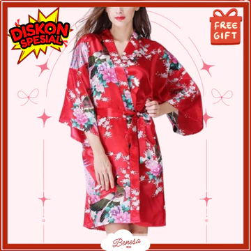 Benesa Wear Piyama Kimono Satin Wanita Premium Baju Tidur Dewasa Elegan Model Jepang Korea