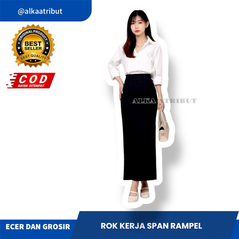 Jual ROK KERJA SPAN RAMPEL BELAKANG | Shopee Indonesia