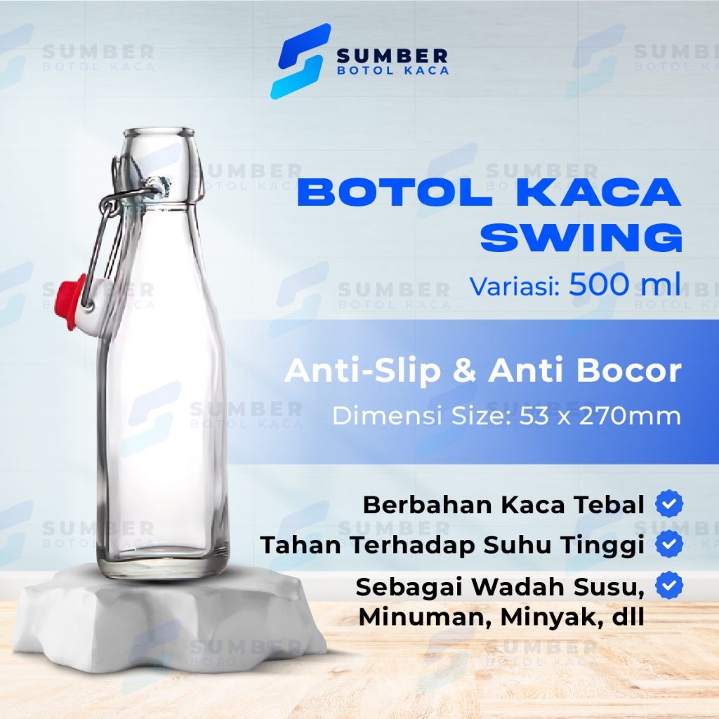 Jual Botol Swing Cap 250ML 500ml 1000ML/Botol Kaca Swing Clear/ Botol ...