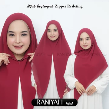 Hijab Segi Empat Zipper Resleting Khimar Zipper Segi Empat Instan Ceruty Babydoll
