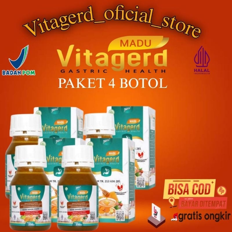 Jual 4 Botol Madu Vitagerd Herbal Original Obat GERD dan Asam Lambung ...