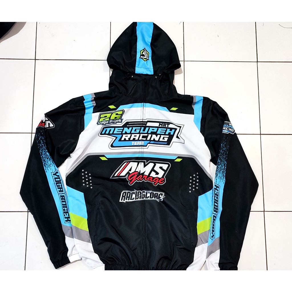 Jual JAKET CUSTOM JAKET HOODIE RACING BAHAN PARASUT WATERPROOF FREE ...