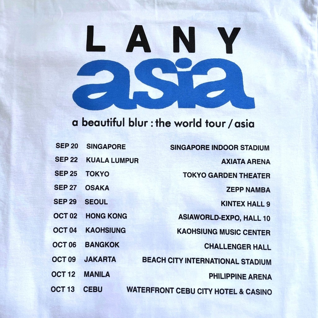 Jual LANY - A BEAUTIFUL BLUR ASIA TOUR T-SHIRT (FRONT & BACK
