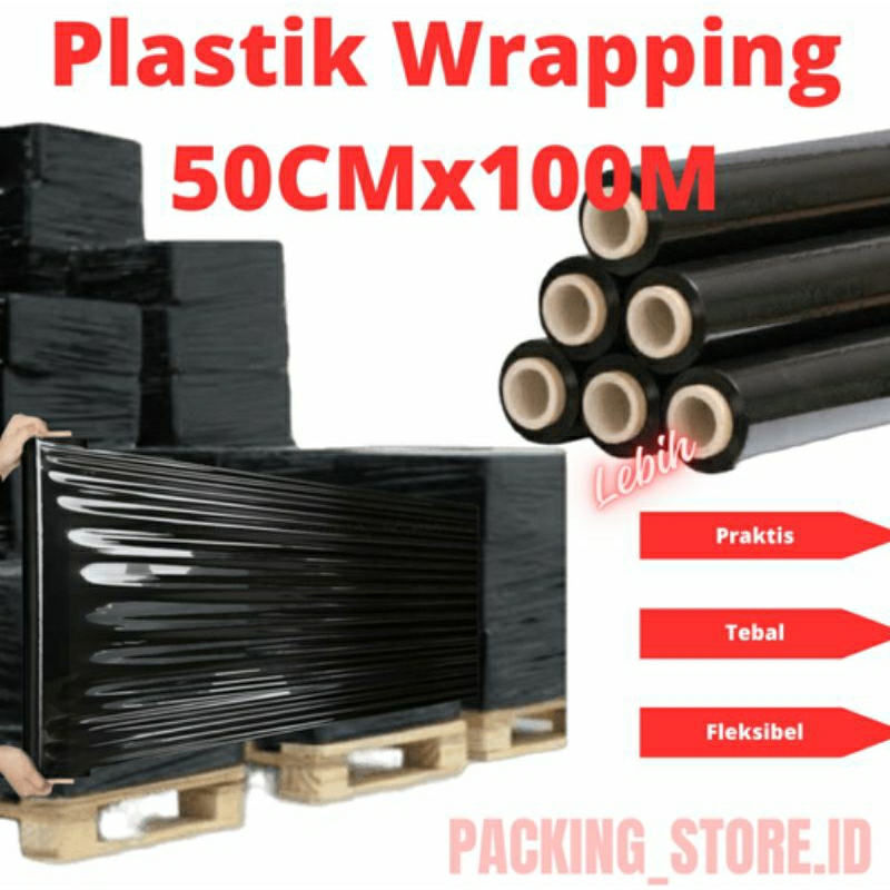 Jual Plastik Wrapping Hitam 50cm x 150Meter 20micron / Stretch film ...