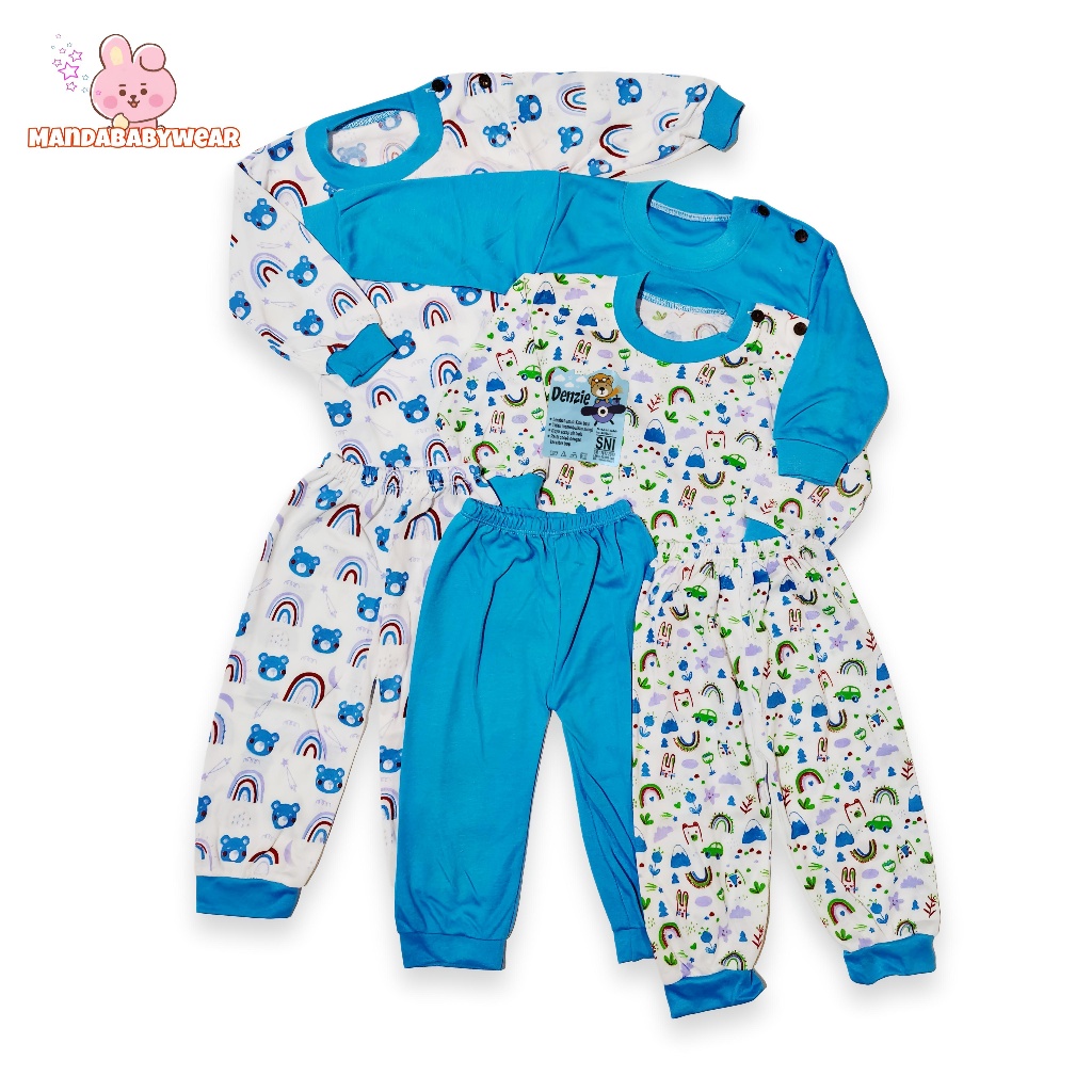 Jual 3PCS Setelan Baju Bayi Seri Biru Turkish Lengan Panjang Usia 0 ...
