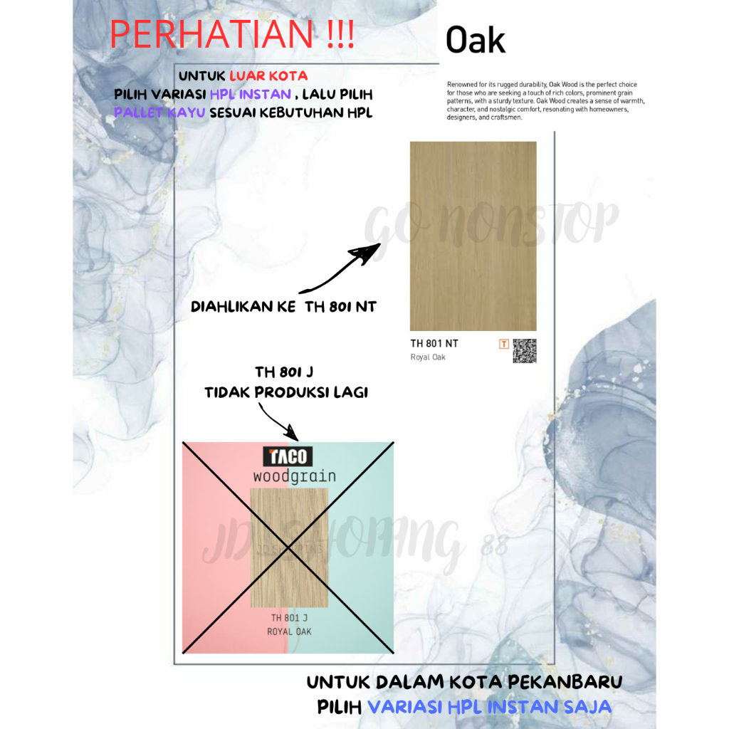 Jual (LUAR KOTA WAJIB PALLET KAYU) HPL TACO WOODGRAIN TH 801 NT (BACA ...