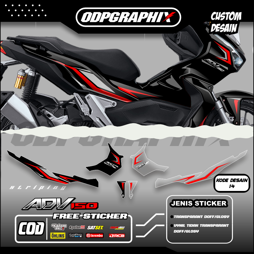 Jual striping sticker honda adv transparan racing minimalis merah hijau ...