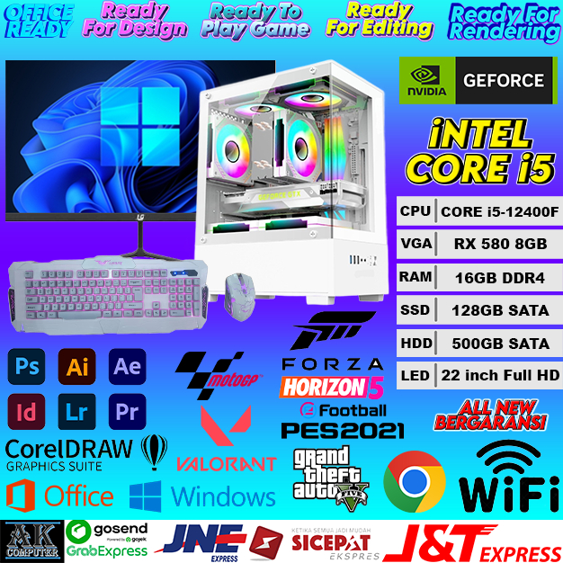 Jual PC GAMING Full Set iNTEL CORE i5 12400F Gen 12Th + VGA RX580 8GB ...