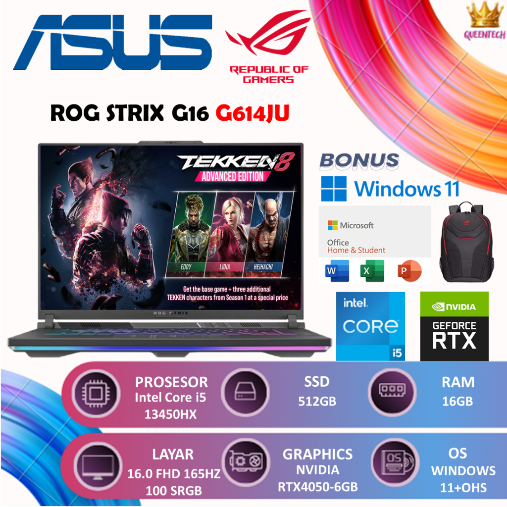 Jual ASUS ROG STRIX G16 Intel Core i5 13450HX RTX4050-6GB [16GB/512GB ...