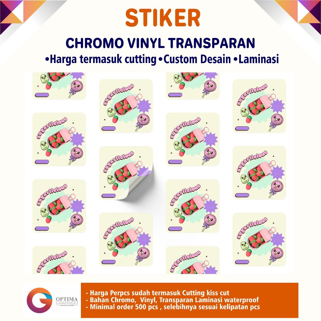 Jual Cetak Stiker Label Min 500 Pcs Print + Cutting Stiker Chromo Vynil ...