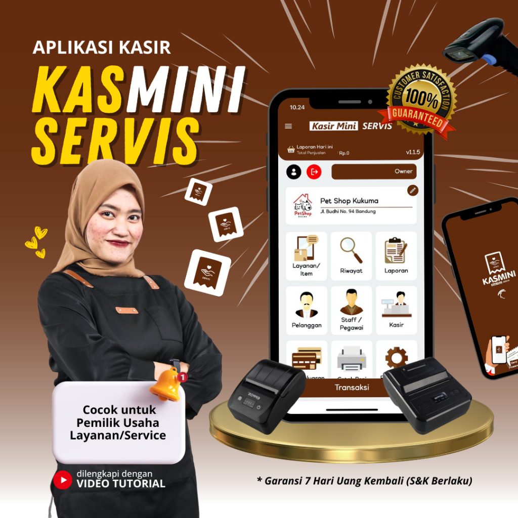 Aplikasi Kasir Android Offline - Untuk Usaha Jasa Servis Elektronik, Petshop Grooming, Salon, Barbershop, Klinik - KASMINI SERVIS