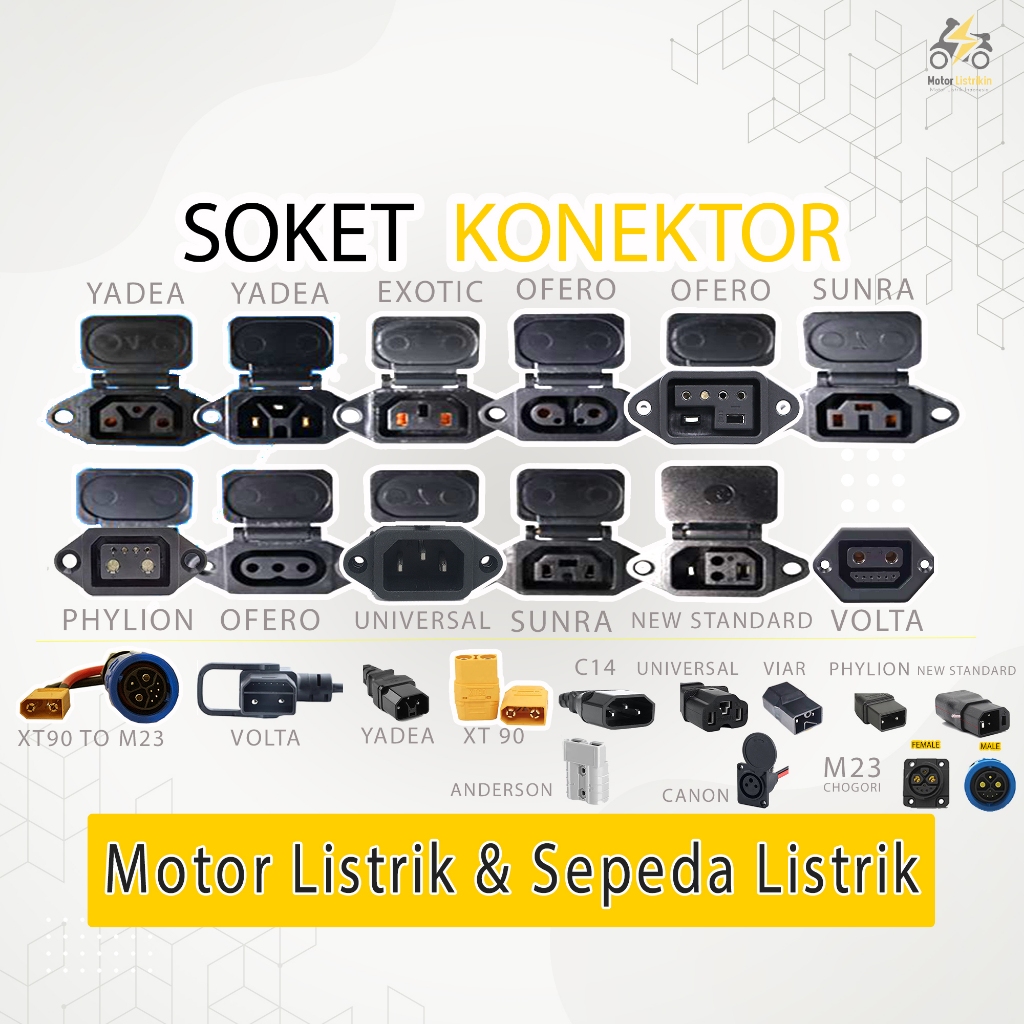 Jual Soket Konektor Kabel Motor Listrik dan Sepeda Listrik | Shopee ...