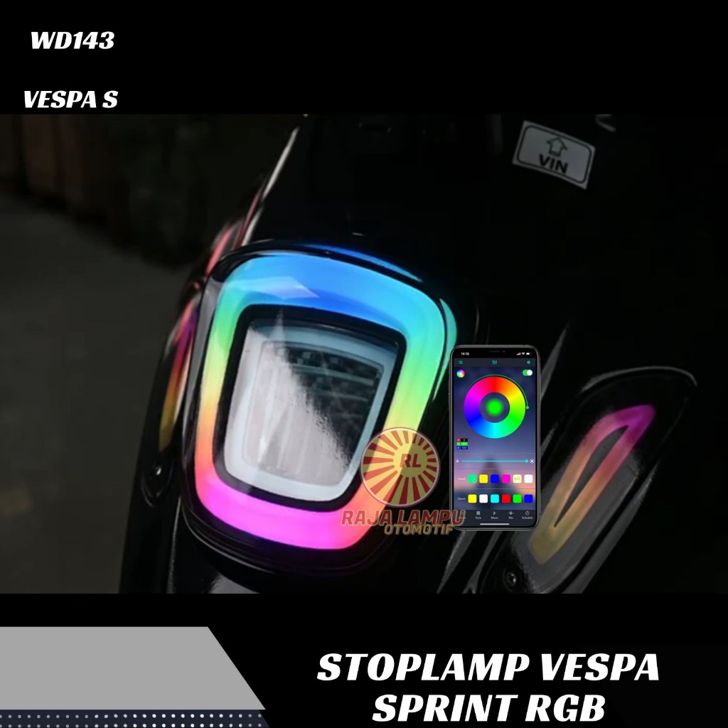 Jual Lampu Stop Vespa Infinity 3D Matic Sprint RGB Connect HP 250 Mode ...