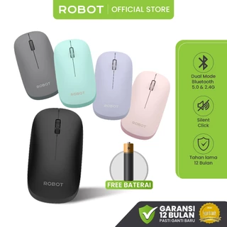 [ BEST SELLER ] ROBOT Mouse Wireless Bluetooth Silent Click M390 untuk Windows Mac Linux Chrome OS Garansi 1 Tahun