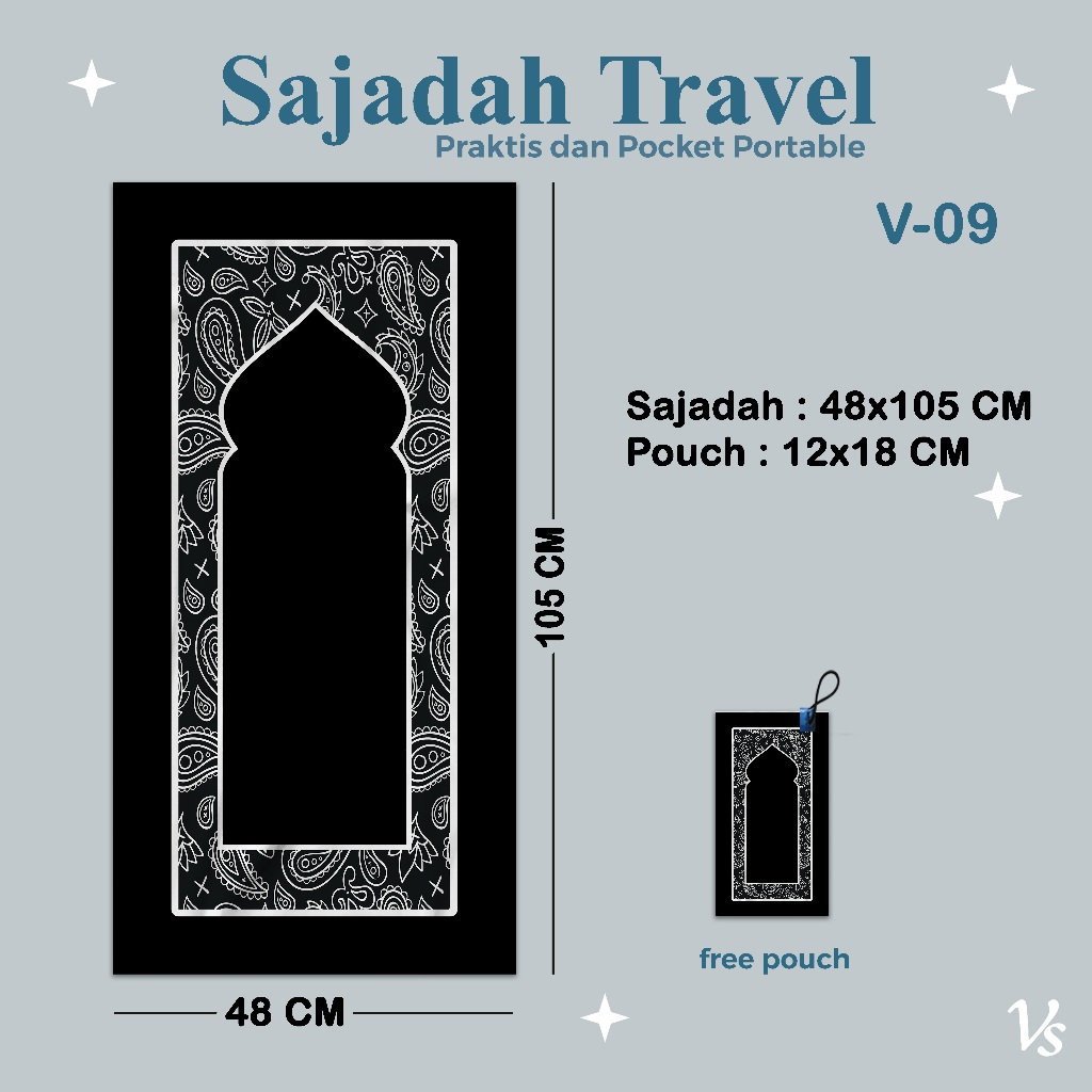 SAJADAH TRAVEL/SOUVENIR TAHLILAN/HAJI DAN PESTA FREE POUCH BISA CUSTOME NAMA LOGO TULISAN DAN CUSTOME DESIGN SENDIRI