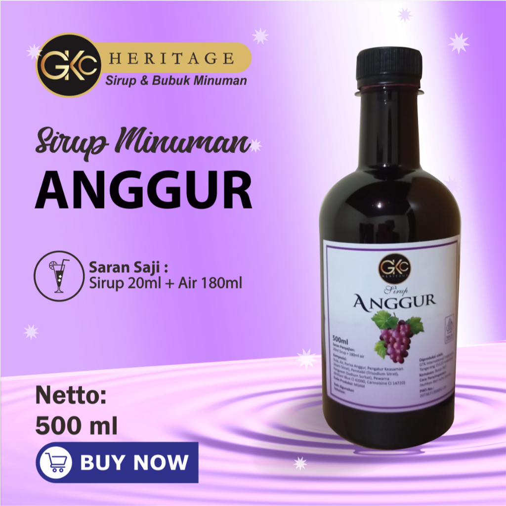 Jual GKC Heritage Sirup Rasa Anggur 500ml Syrup Minuman | Shopee Indonesia