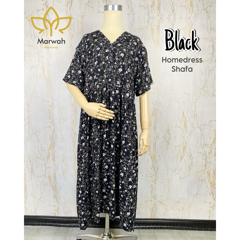 Jual HOMEDRESS SHAFA - BLACK (MIDI DRESS) | Shopee Indonesia