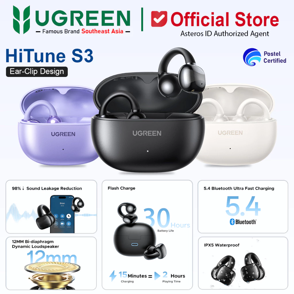 UGREEN Premium HiTune S3 Open Ear Clip True Wireless Earbuds TWS Bluetooth 5.4 Sports Earphones Headphones in Mic 45785