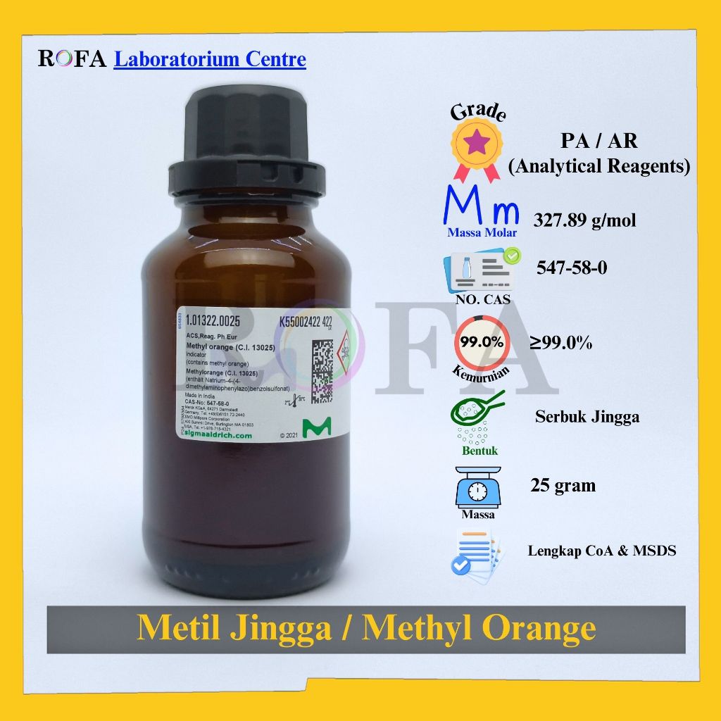 Jual Metil Jingga Serbuk / Methyl Orange Powder / C.I. 13025 ...