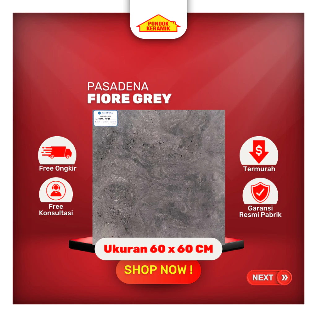 Granit Lantai Pasadena 60x60 Fiore Grey Granit Matt