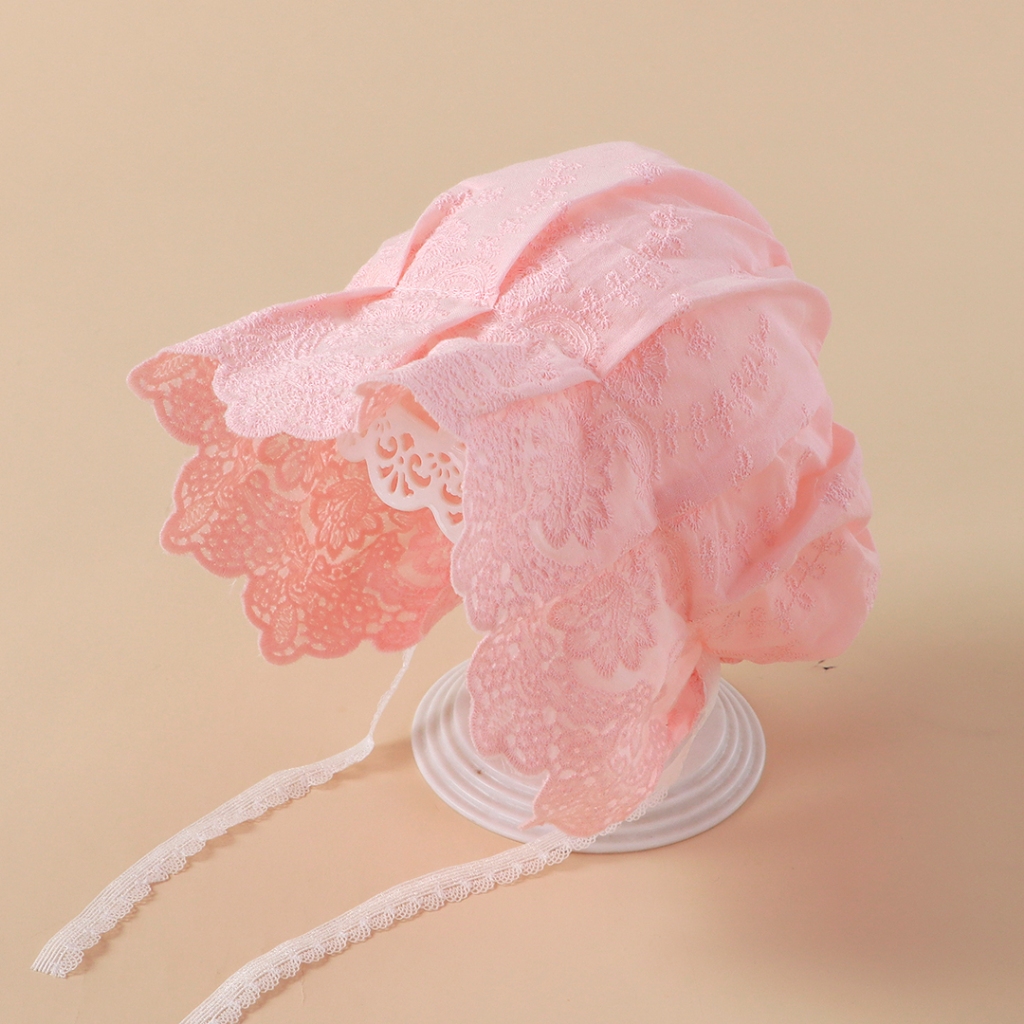 Jual TOPI BAYI PEREMPUAN RENDA 0-6 BULAN ADA TALI PENGIKAT ( ADA FURING ...