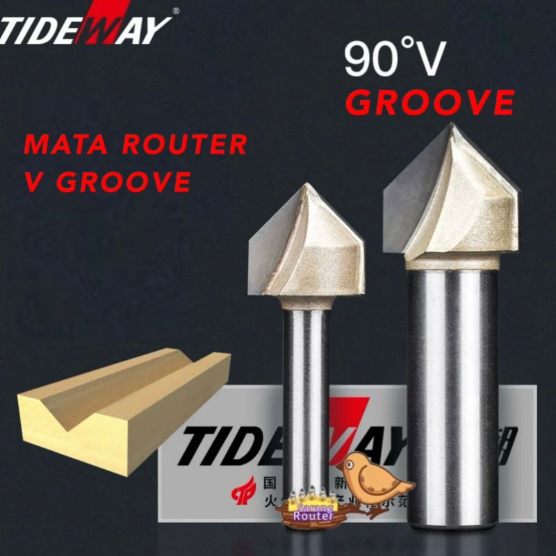 Jual Mata Profil/ Router V Groove As 1/4 Inch (6.35 mm) Lancip 90 ...