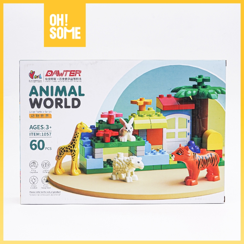 Jual OHSOME Yinerle Building Blocks Animal World 60Pcs - Mainan Bricks ...