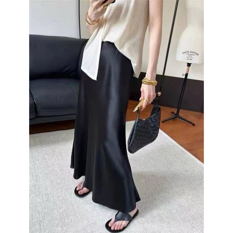 CN729 1701 ROK SATIN PLAIN MERMAID MAXI SKIRT XINGWANG