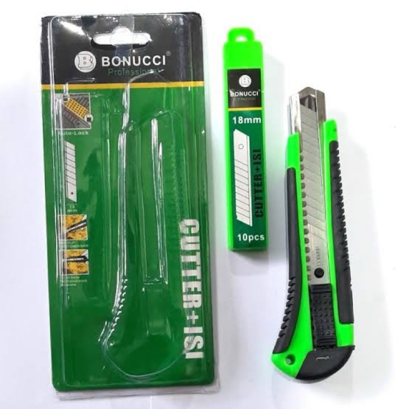 Jual BONUCCI Pisau Cutter 18mm + isi 10Pcs karter pemotong /Cater ...